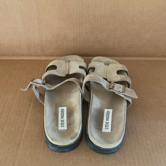 Steve Madden Mayven Suede Slide Sandals Taupe | Women's Size 8 - Picture 4 of 7